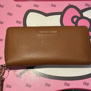 Michael Kors Tan Leather Zip Wallet